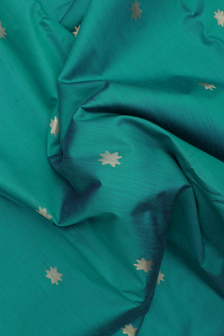 Apoorva Cotton Saree In Pine Green With Star Zari Buttas