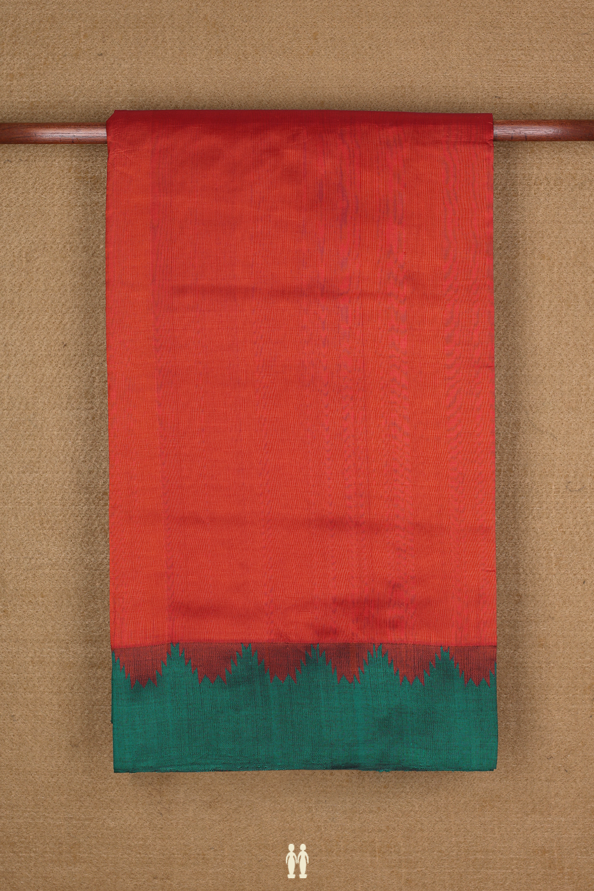 Silk Cotton Saree In Vermillion Red With Contrast Border