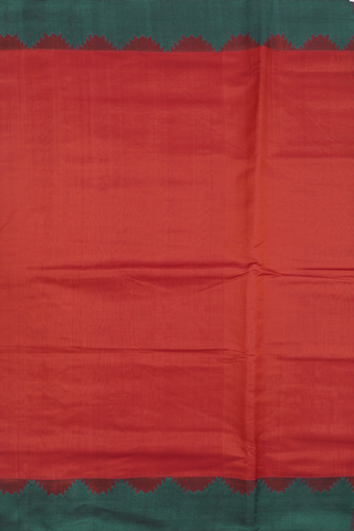 Silk Cotton Saree In Vermillion Red With Contrast Border