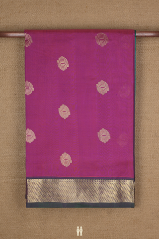 Traditional Silk Cotton Saree In Purple With Zari Buttas