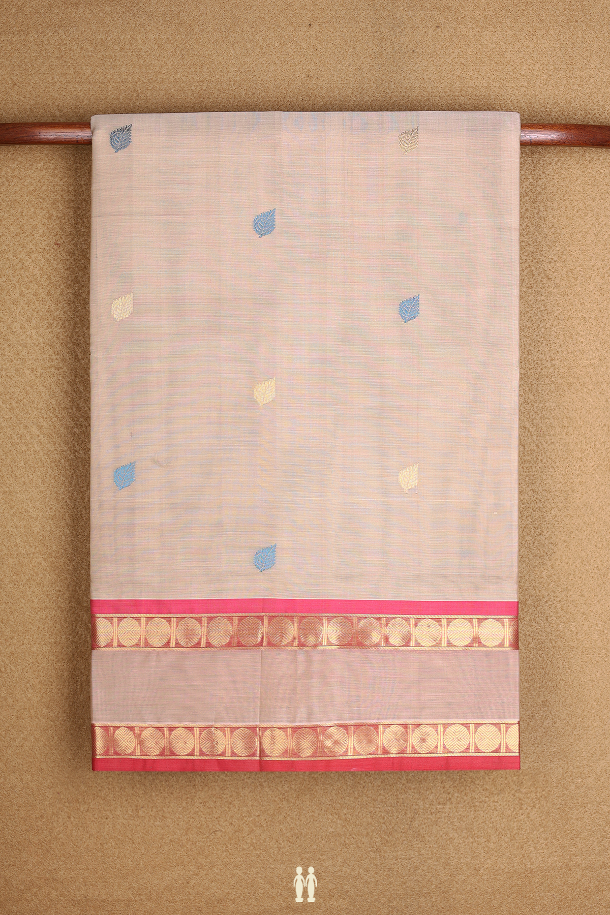 Leaf Motifs Coffee Cream Nine Yards Silk Cotton Saree