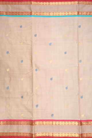 Leaf Motifs Coffee Cream Nine Yards Silk Cotton Saree