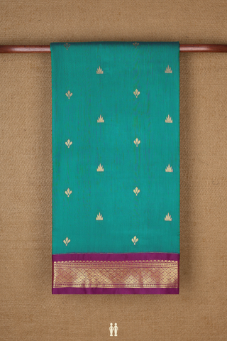 Nine Yards Apoorva Cotton Saree In Teal Green With Zari Butta