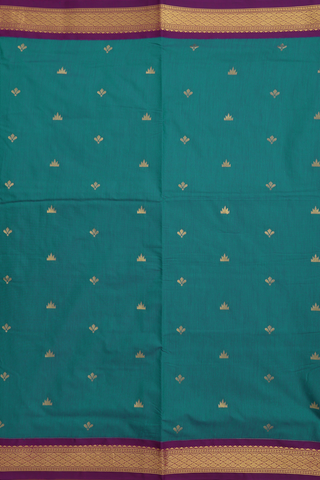 Nine Yards Apoorva Cotton Saree In Teal Green With Zari Butta