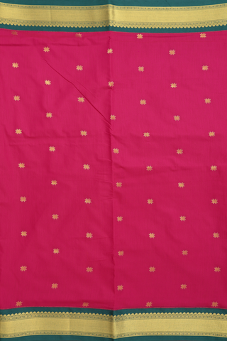 Nine Yards Apoorva Cotton Saree In Pink With Zari Buttas