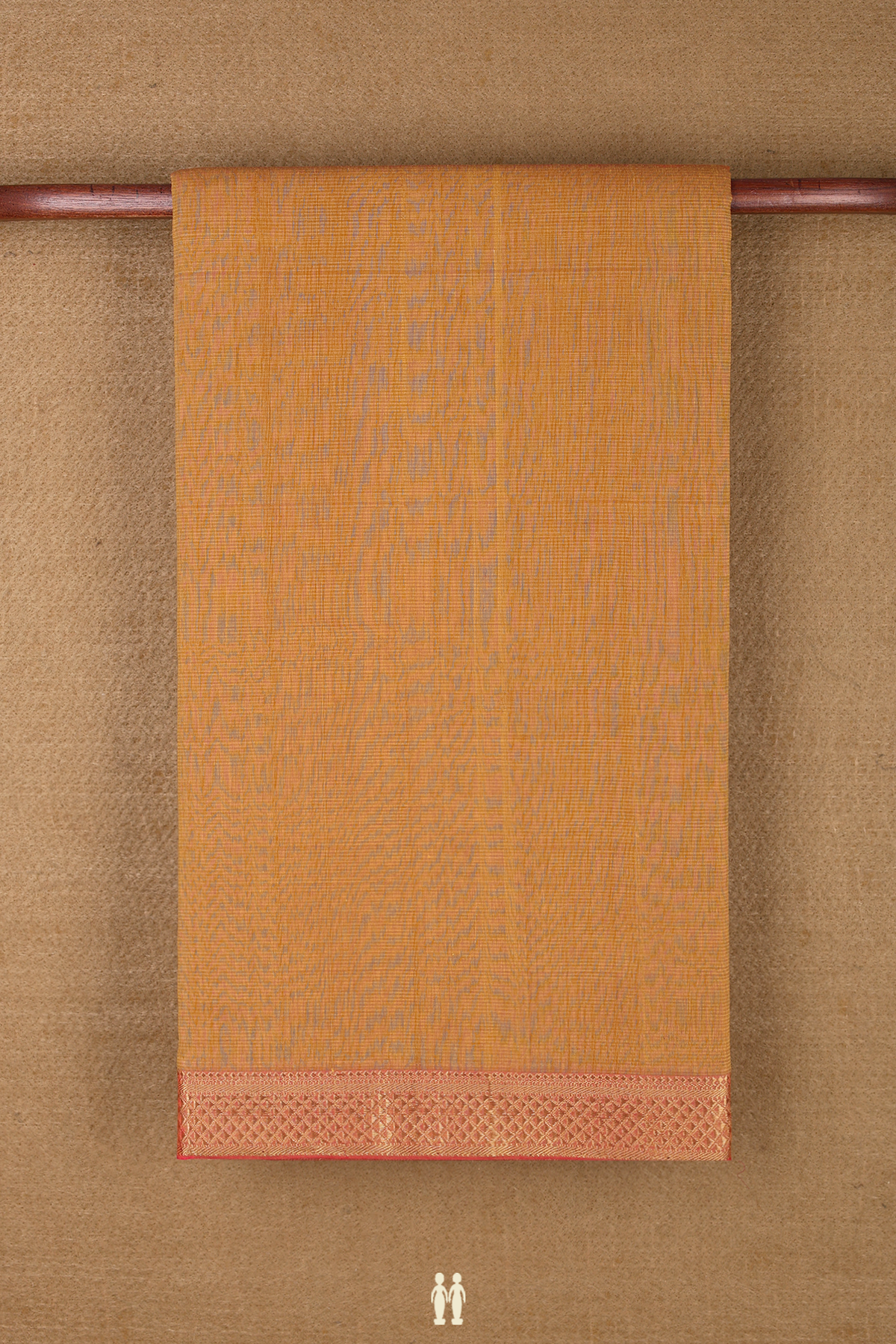 Mangalagiri Cotton Saree In Ochre Orange With Self Stripes