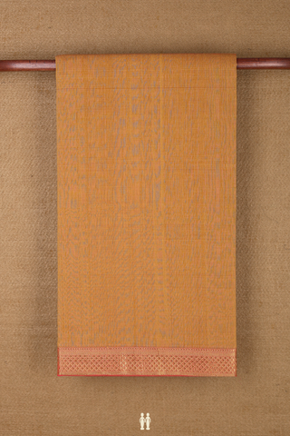 Mangalagiri Cotton Saree In Ochre Orange With Self Stripes