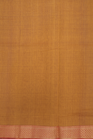 Mangalagiri Cotton Saree In Ochre Orange With Self Stripes