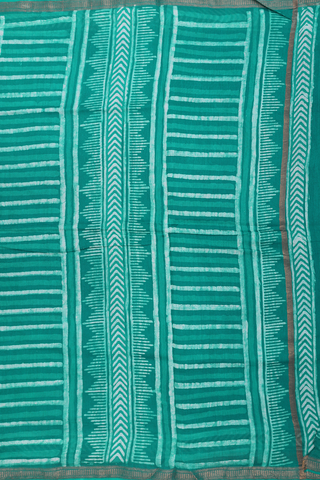 Mangalagiri Cotton Saree Pine Green With Dots Design