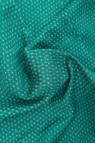 Mangalagiri Cotton Saree Pine Green With Dots Design