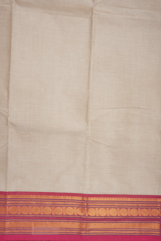 Rudraksh Border Plain Biscuit Color Chettinadu Cotton Saree