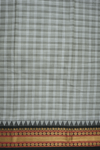 Checks Design Green Beige Chettinadu Cotton Saree