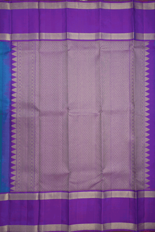 Chakram Zari Buttas Turkish Blue Kanchipuram Silk Saree