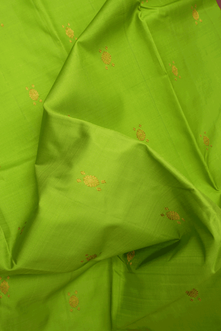 Chakram Zari Motifs Parrot Green Kanchipuram Silk Saree