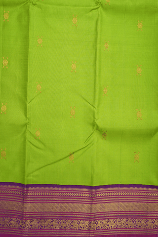 Chakram Zari Motifs Parrot Green Kanchipuram Silk Saree