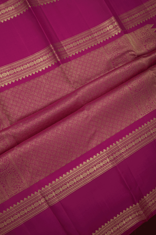 Checked Design Coral Red Kanchipuram Silk Saree