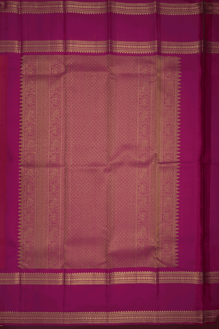 Checked Design Coral Red Kanchipuram Silk Saree