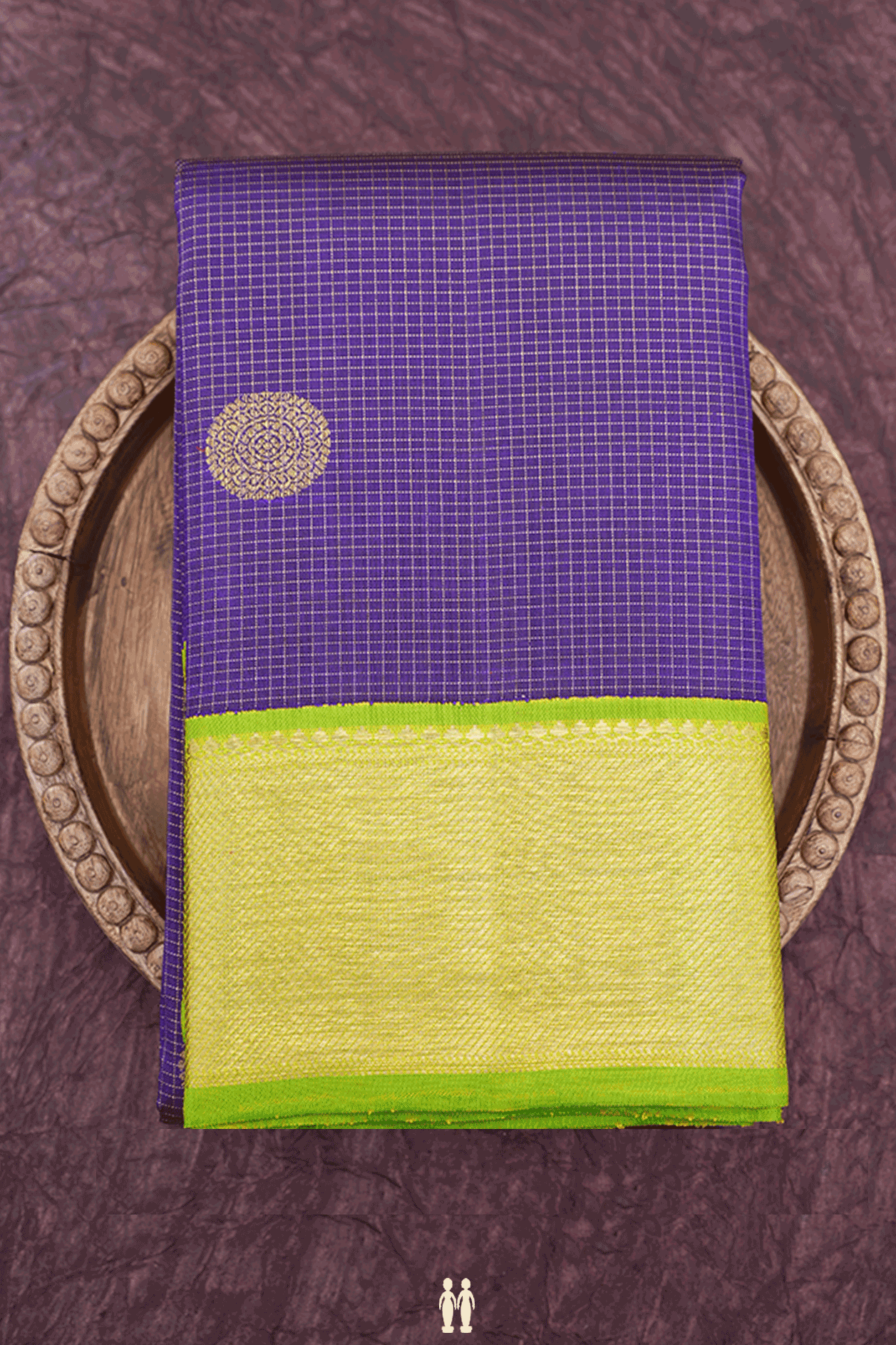 Zari Checked With Buttas Regal Purple Kanchipuram Silk Saree – Sundari ...