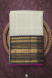 Checks Design Egg White Kanchipuram Silk Saree