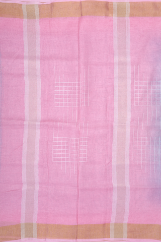 Checks Design Light Grey Linen Saree