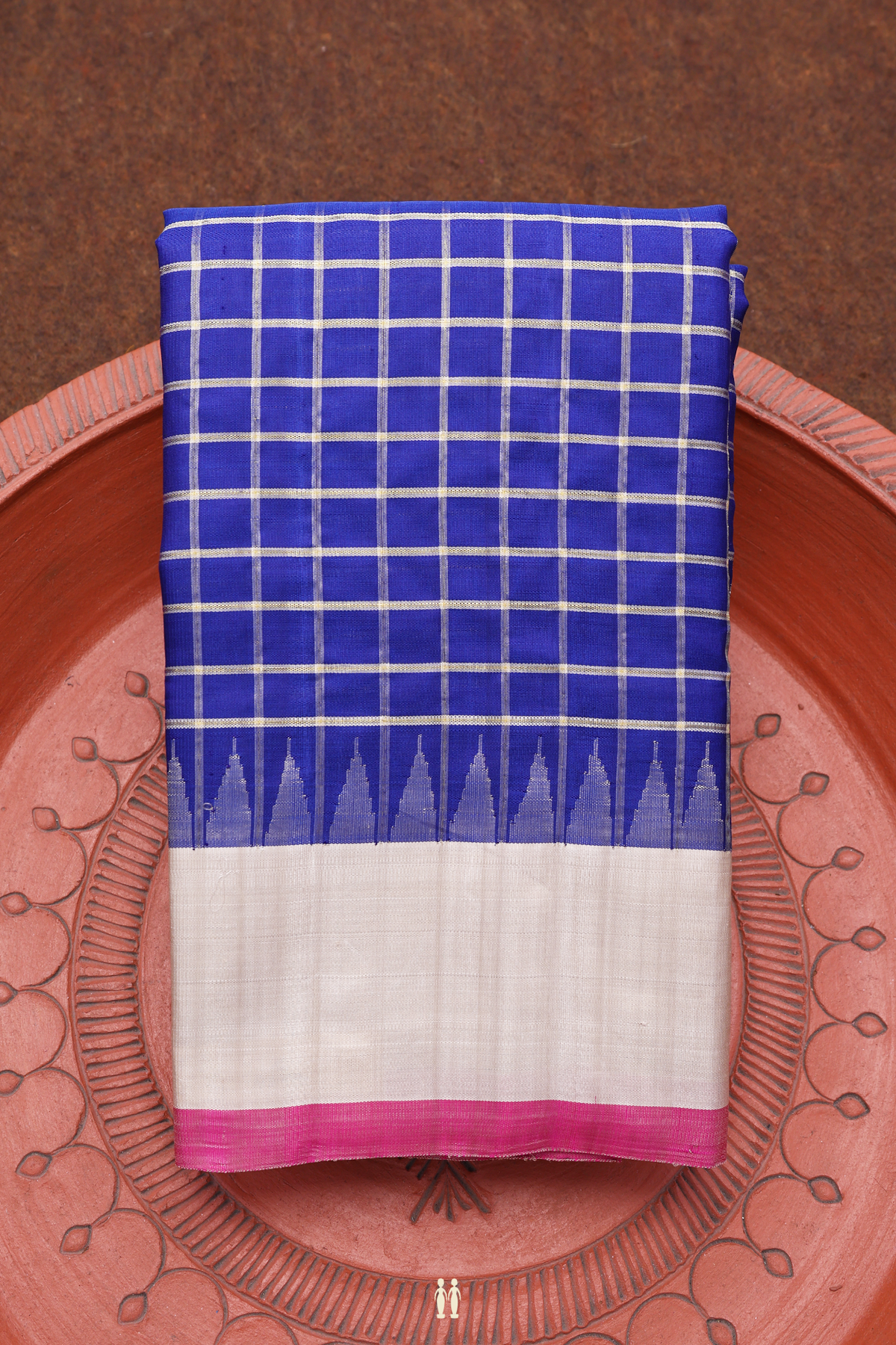 Checks Design Royal Blue Gadwal Silk Saree