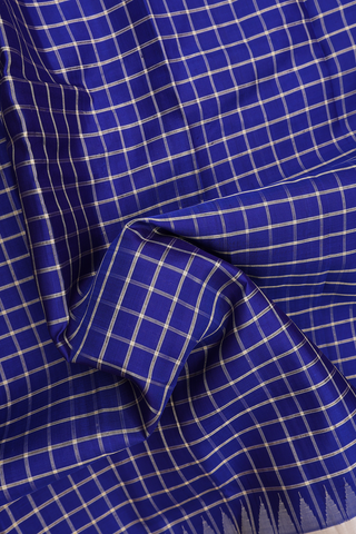 Checks Design Royal Blue Gadwal Silk Saree