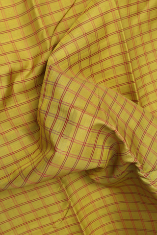 Checks Design Sunflower Yellow Kanchipuram Silk Saree