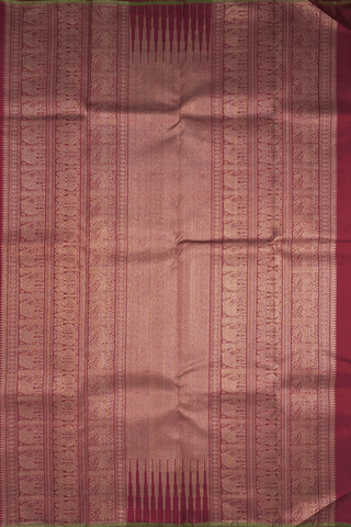 Checks With Buttas Dark Maroon Kanchipuram Silk Saree