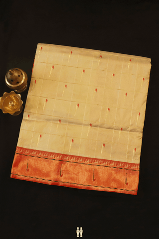 Checks With Buttas Light Tan Paithani Silk Saree