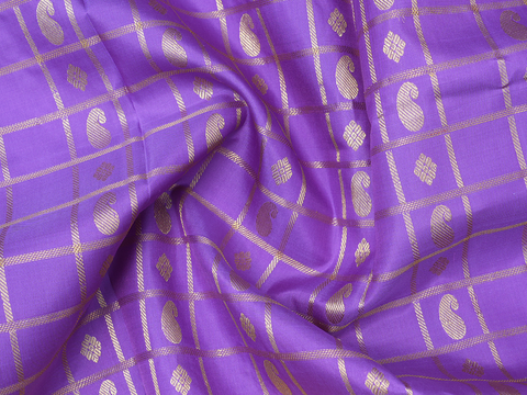 Checks With Buttas Violet Pavadai Sattai Material