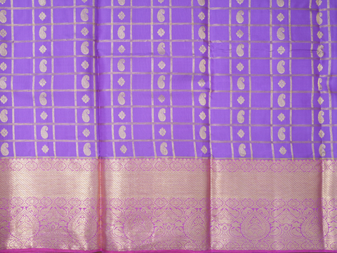 Checks With Buttas Violet Pavadai Sattai Material