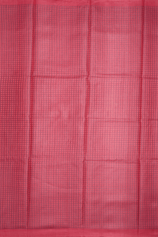 Checks With Buttis Coral Red Tussar Silk Saree