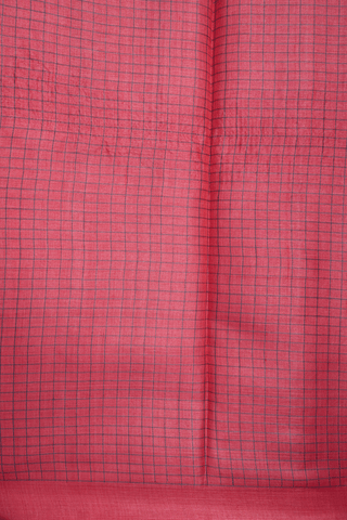 Checks With Buttis Coral Red Tussar Silk Saree