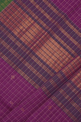 Checks With Buttis Grape Purple Venkatagiri Cotton Saree