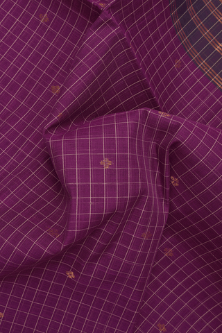 Checks With Buttis Grape Purple Venkatagiri Cotton Saree