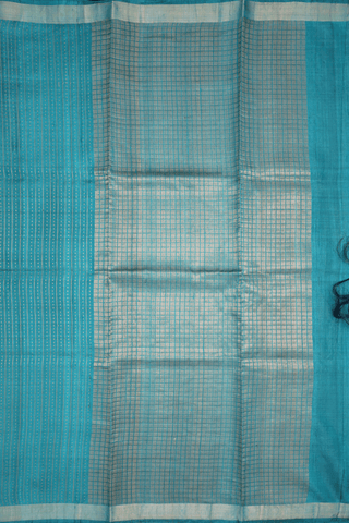 Checks With Buttis Peacock Green Tussar Silk Saree