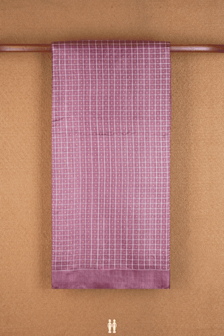 Checks With Buttis Plum Brown Tussar Silk Saree