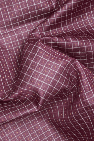 Checks With Buttis Plum Brown Tussar Silk Saree