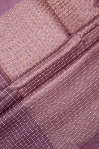 Checks With Buttis Plum Brown Tussar Silk Saree