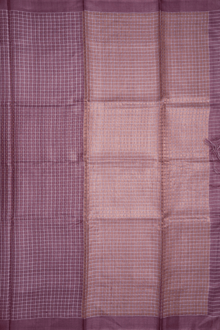 Checks With Buttis Plum Brown Tussar Silk Saree