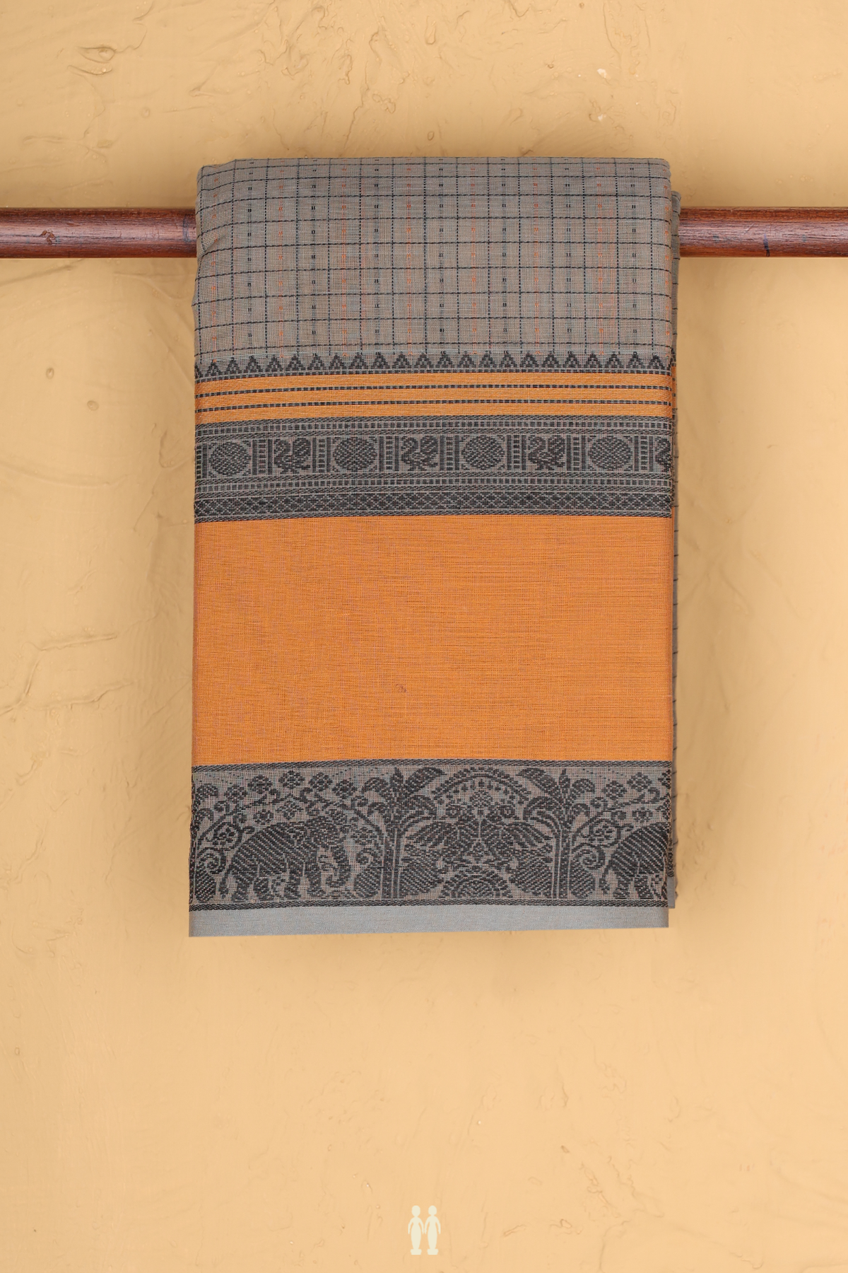 Chettinadu Cotton Saree In Grey With Checks Design