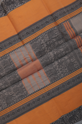 Chettinadu Cotton Saree In Grey With Checks Design