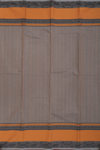 Chettinadu Cotton Saree In Grey With Checks Design