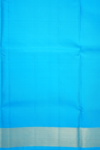 Chevron Border Plain Cerulean Blue Nine Yards Silk Saree