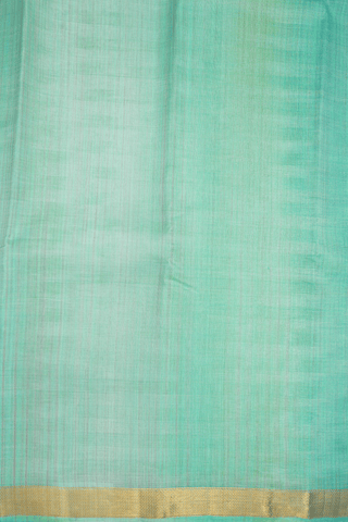 Chevron Border Plain Mint Green Linen Kanchipuram Silk Saree