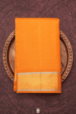 Chevron Design Honey Orange Kanchipuram Silk Saree