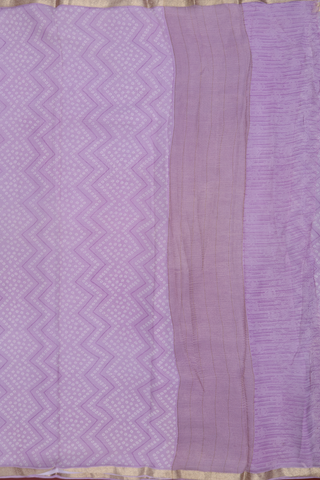 Chevron Printed Design Dusty Purple Chiffon Saree