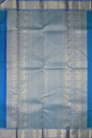 Chevron Threadwork Design Cobalt Blue Kanchipuram Silk Saree