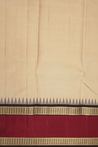 Contrast Border Plain Coffee Cream Kanchipuram Silk Saree