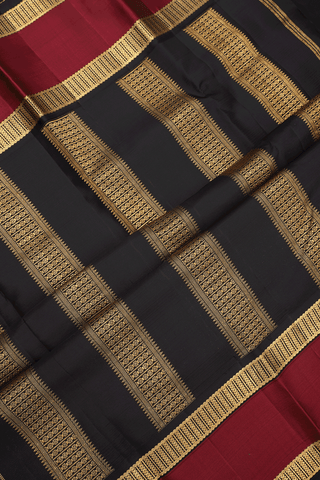 Contrast Border Plain Coffee Cream Kanchipuram Silk Saree